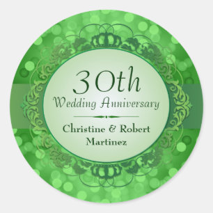 Sticker Emerald Green Bokeh 30th Anniversary