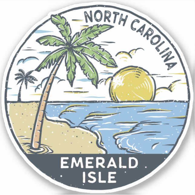 Sticker Emerald Isle Caroline du Nord Vintage (Devant)