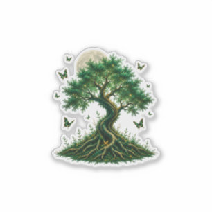 Sticker emerald magic tree latte mug