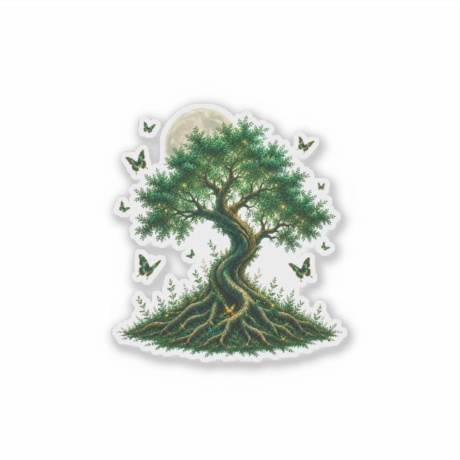 Sticker emerald magic tree latte mug (Devant)