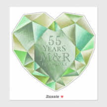 Emerald Watercolor Heart 55e anniversaire du Maria