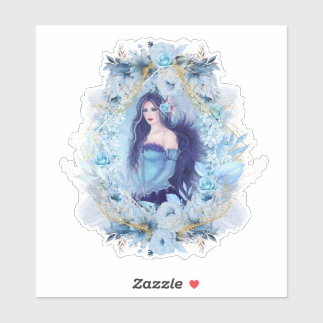 Sticker Emma ange avec des fleurs (Feuille)