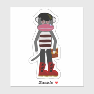 Sticker Emo Sock Monkey Funny Mopey Cartoon Art