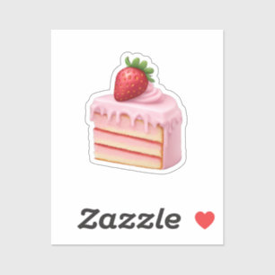 Sticker Emoji en tranche de gâteau aux fraises - Dessert d