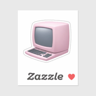 Sticker Emoji ordinateur rétro rose
