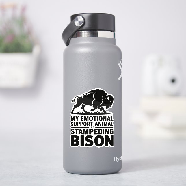 Sticker Emotional Support Bison Funny Mental Health Design (HydroFlask)