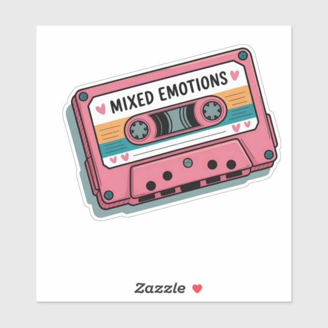 Sticker Émotions mixtes Rétro Cassette Art (Feuille)