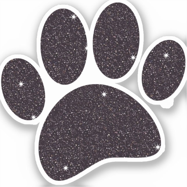 Sticker Empreinte de chien de Parties scintillant noire (Recto)