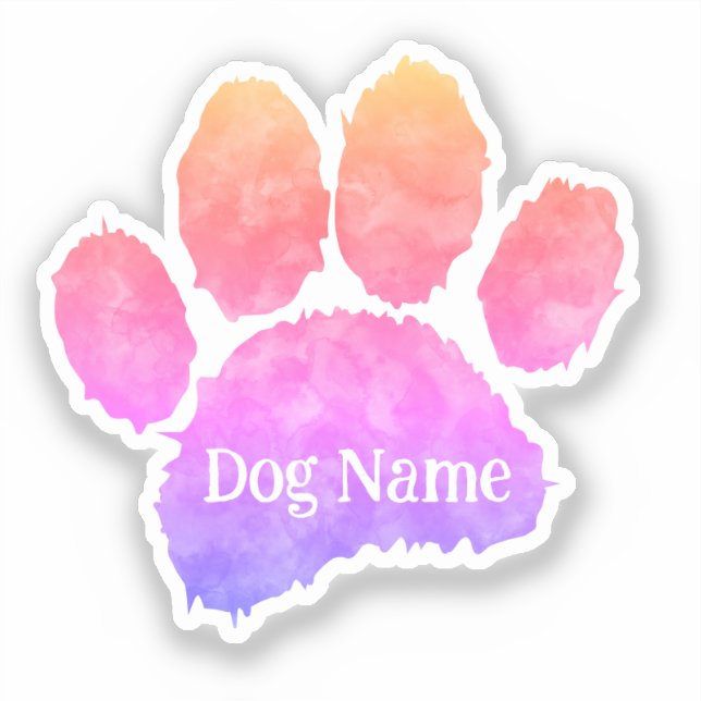 Sticker Empreinte de patte de chien avec nom personnalisé  (Recto)