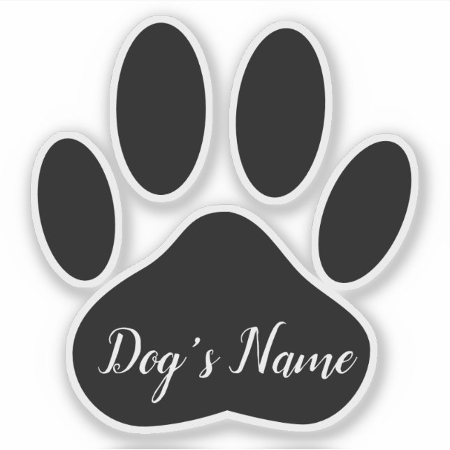 Sticker Empreinte de patte de chien avec nom personnalisé (Devant)