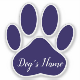 Sticker Empreinte de patte de chien bleu avec nom personna