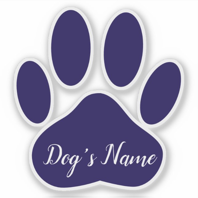 Sticker Empreinte de patte de chien bleu avec nom personna (Devant)