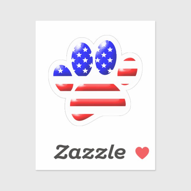 Sticker Empreinte de patte de chien Drapeau américain (Feuille)