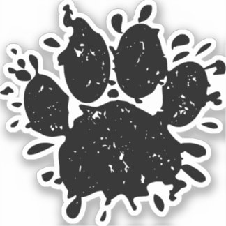 Sticker Empreinte de patte Distressed Black Paint Splatter