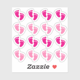Sticker Empreinte rose bébé fille Empreinte Faire-part nou