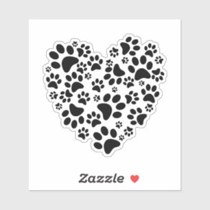 Sticker Empreintes de pattes de chien et de chat Cœur Sain