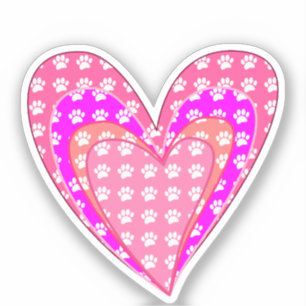Sticker Empreintes de pattes De Chiens Et Coeurs Roses