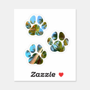 Sticker Empreintes de pattes de chiens - Palmiers tropicau