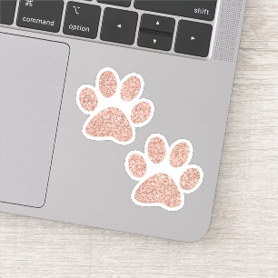 Sticker Empreintes de pattes rose Gold Parties scintillant