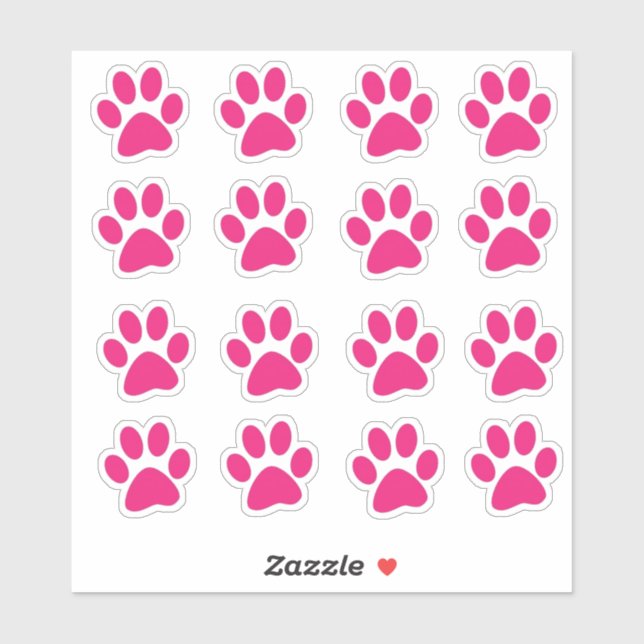 Sticker Empreintes de pattes rose vif (Feuille)