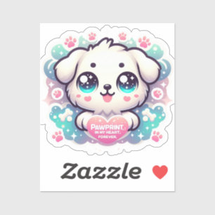 Sticker Empreintes sur mon coeur, pour toujours Kawaii Pup