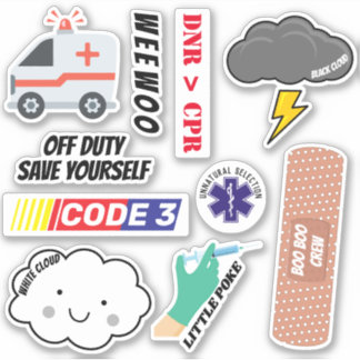 Sticker EMS Humour, Pack d'autocollants Paramedic Jokes