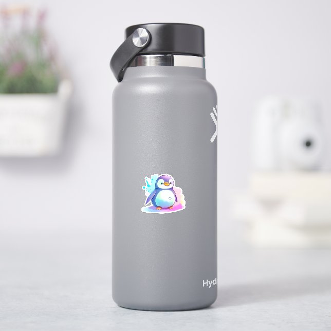 Sticker en aquarelle de pingouin mignon et coloré (HydroFlask)