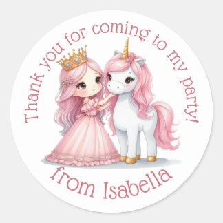 Sticker en aquarelle florale Princess and Unicorn