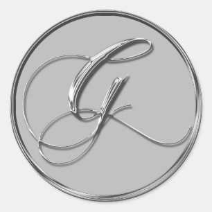 Sticker en argent pour Mariage officiel Monogramme