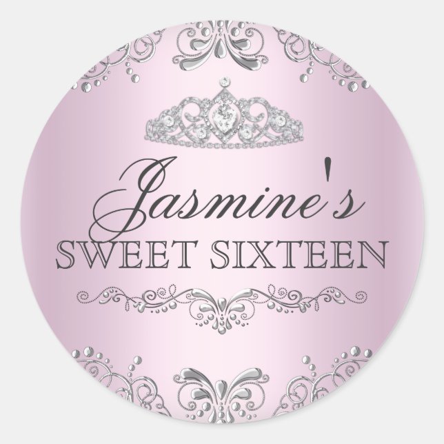 Sticker en argent rose Damask Tiara Sweet 16 (Devant)