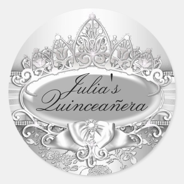 Sticker en argent Tiara & Quinceanera Floral (Devant)