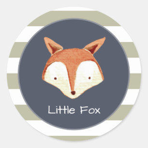 Sticker en bois orange de la marine Fox Watercolor