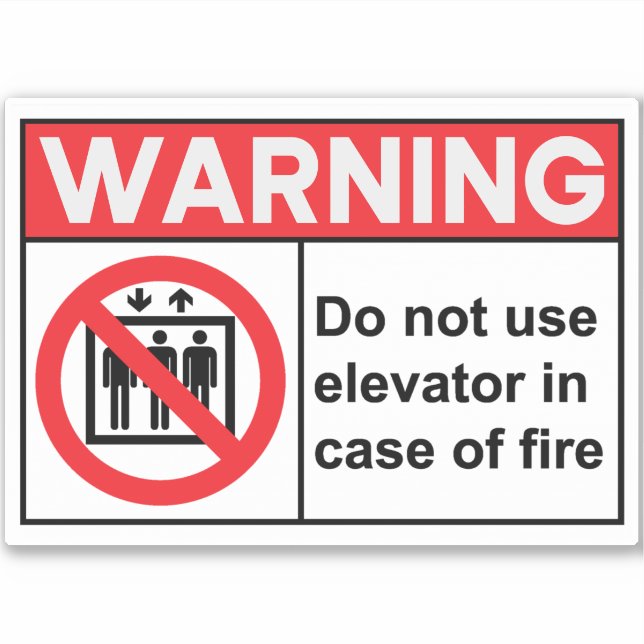 Sticker En cas d'incendie, n'utilisez pas l'ascenseur (Devant)