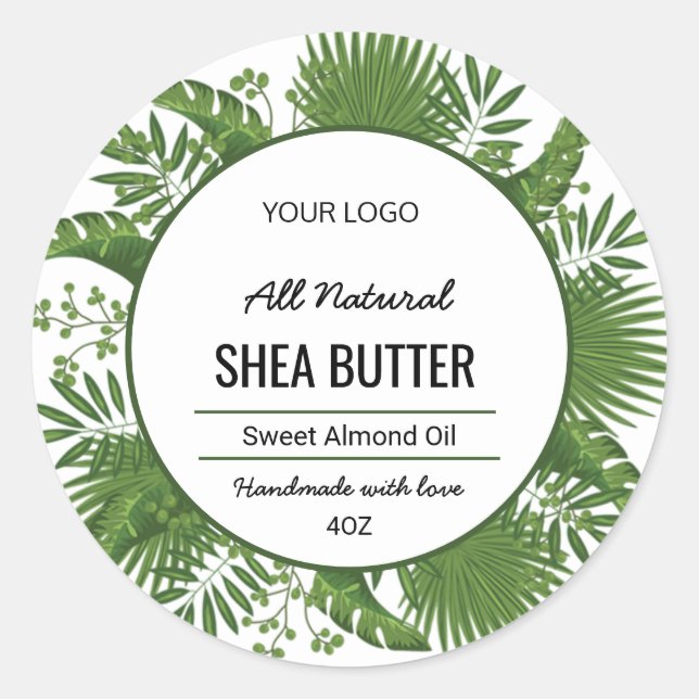 Sticker en cercle vert à feuilles (Devant)