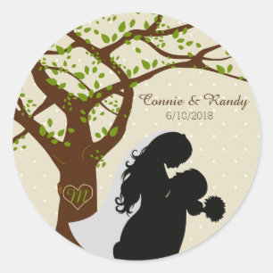 Sticker en chêne silhouette de mariée et de chambr
