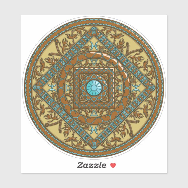 Sticker en Contour Mandala Pisces (Feuille)