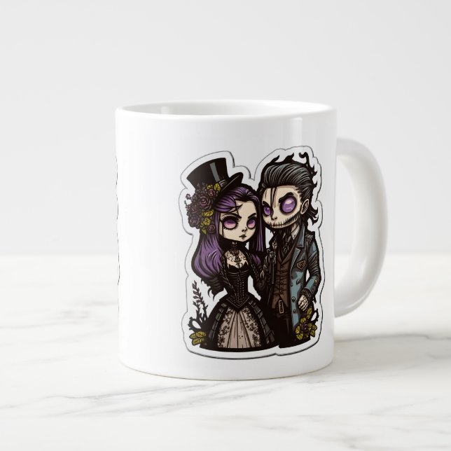 Sticker en couple de dessin gothique Art Jumbo Mug (Devant droit)