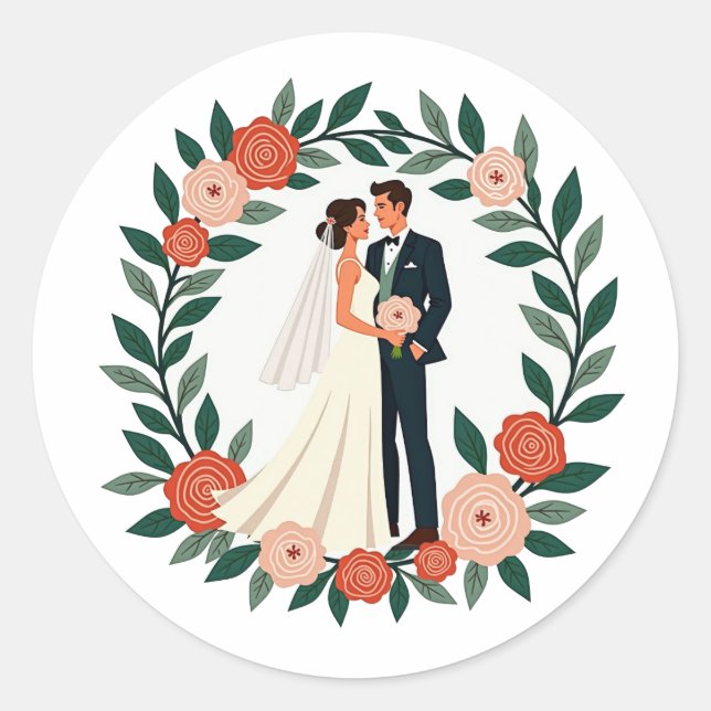 Sticker en couple de mariage élégant (Devant)