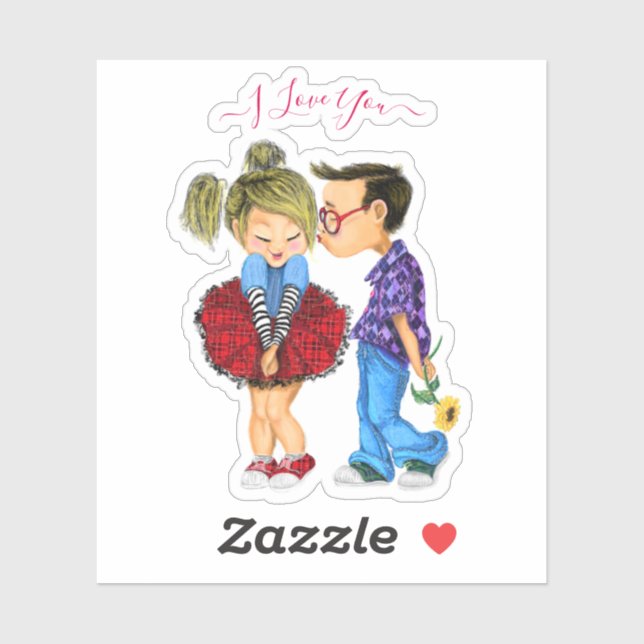 Sticker en couple romantique et texte - I Lote You (Feuille)