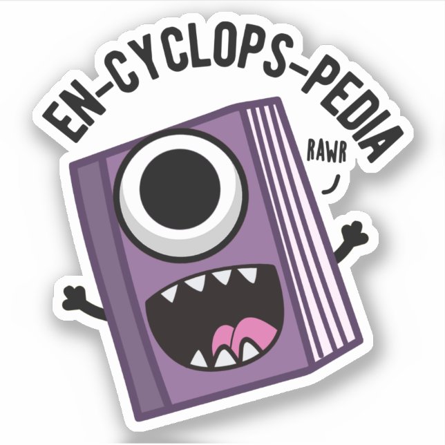 Sticker En-cyclops-pedia Funny Encyclopedia Pun (Devant)