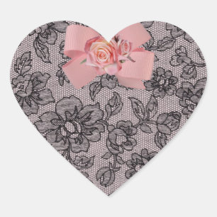 Sticker en dentelle noire et Rose