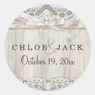 Sticker en dentelle Vintage rustique et Mariage en
