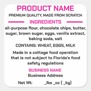 Sticker en droit alimentaire FLORIDA Cottage/Carré