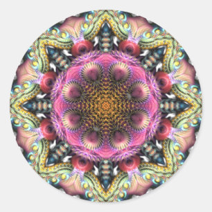 Sticker en étoile Mandala géométrique fractale