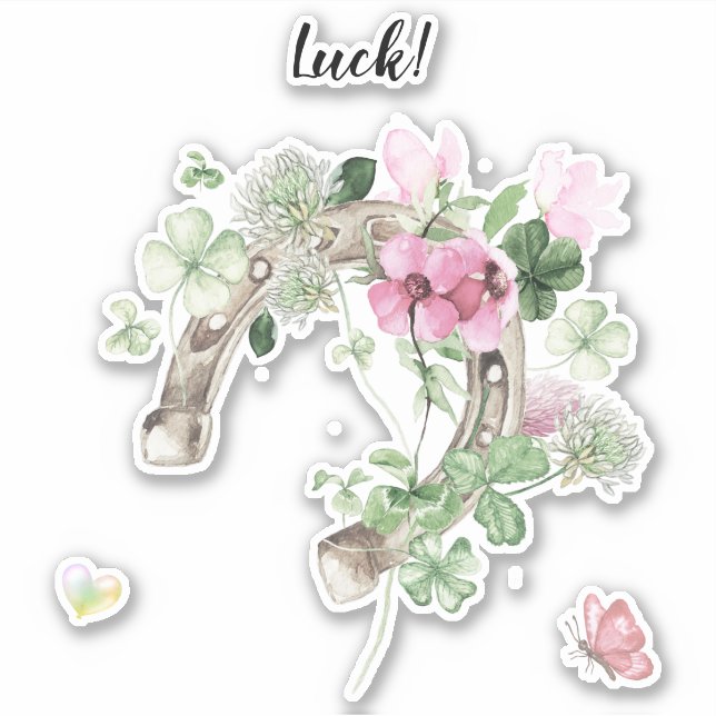 Sticker en fer à cheval et fleurs (Devant)