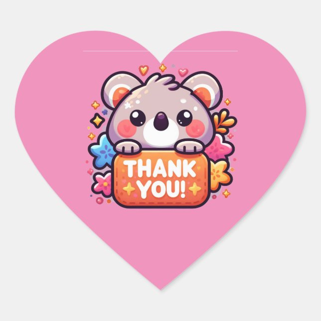 Sticker en forme de coeur de Merci (Devant)
