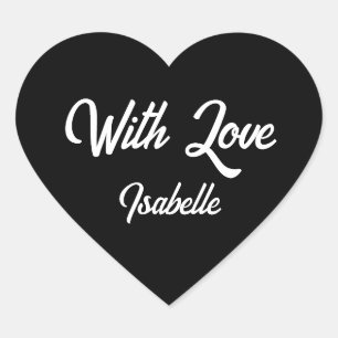 Sticker en forme de coeur disant "Avec amour"
