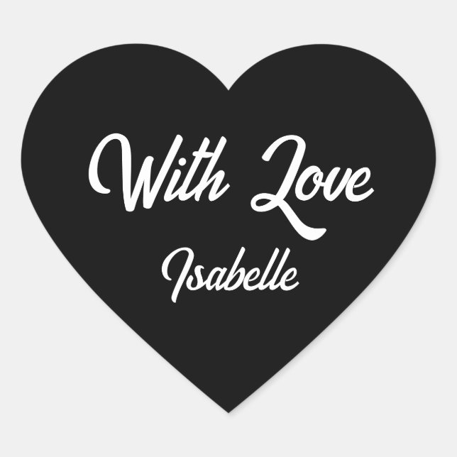 Sticker en forme de coeur disant "Avec amour" (Devant)