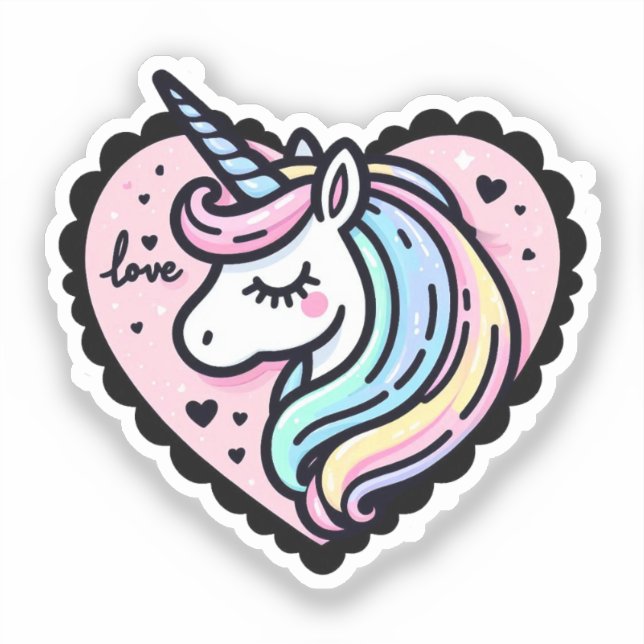 Sticker en forme de coeur rose mignon Pastel Unico (Recto)