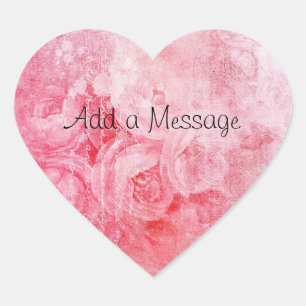 Sticker en forme de coeur rose personnalisable